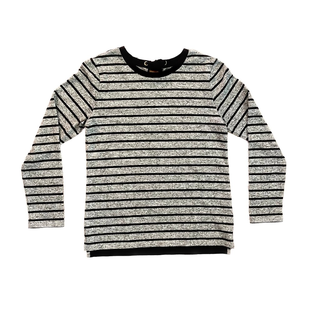 St. John’s Bay | Gray and Black Stripped Long Sleeve Top | Medium